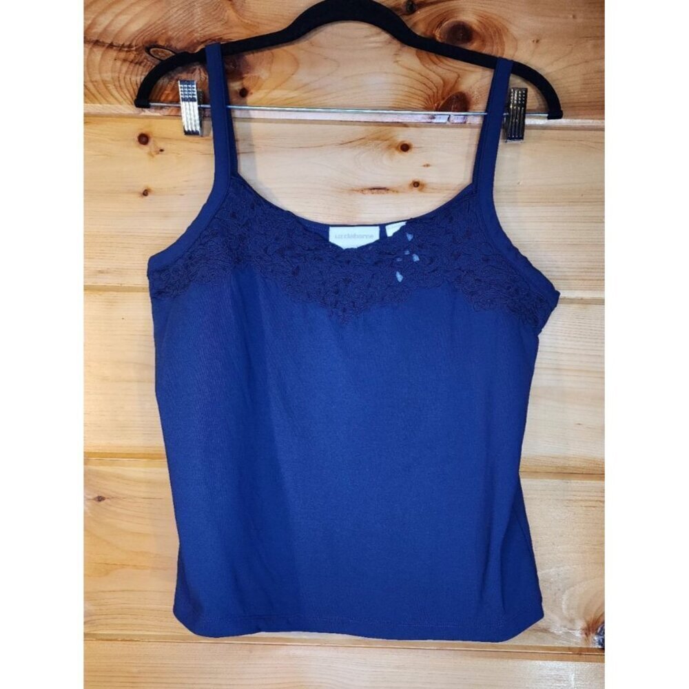 Liz Claiborne Tank Top Womens Size Large Designer Navy Blue Undershirt